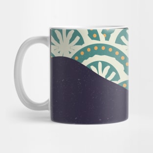 Contemporary abstract mountains and hills with geometric pattern background digital design illustration Mug